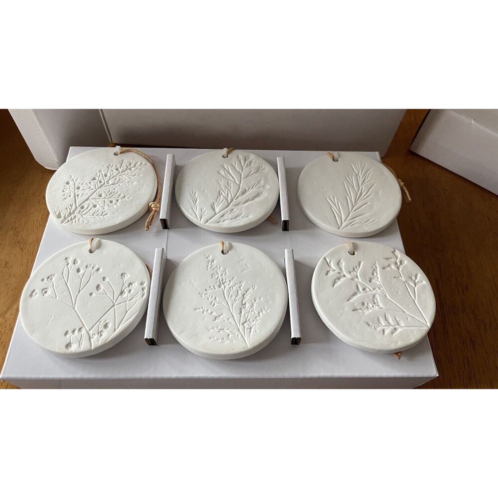 Studio McGee Set of 6 Stamped Ceramic Ornaments White - Threshold Christmas NWT
